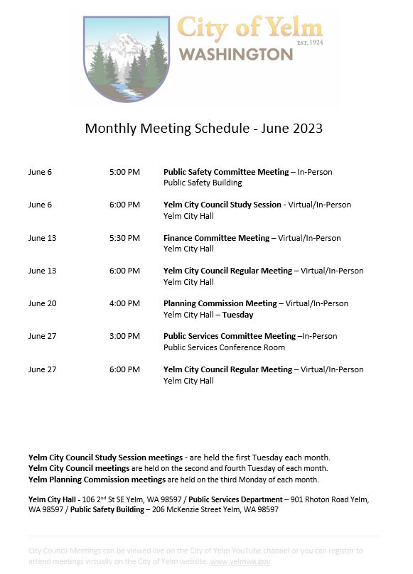 june 2023 meeting schedule